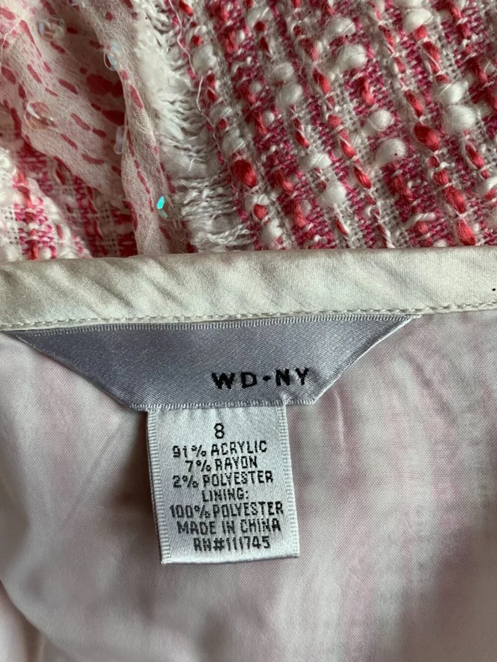 WD.NY Knee Length PINK SKIRT SIZE 8 91% ACRYLIC, 7% RAYON, 2% POLYESTER NWT - Picture 10 of 12